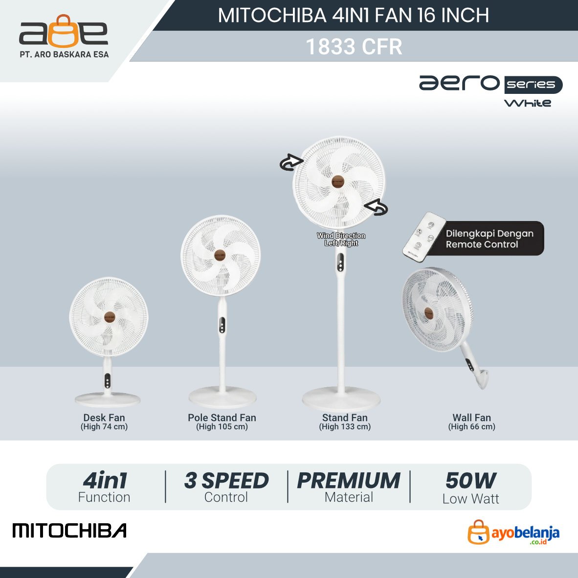 MITOCHIBA - 4IN1 FAN - 1833 CFR - 16 INCH