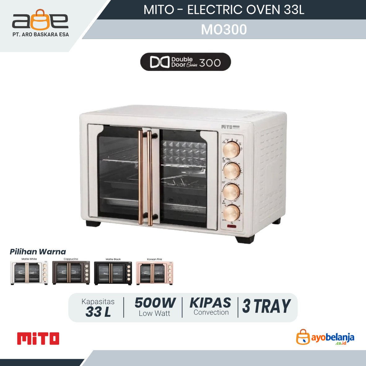 MITO - ELECTRIC OVEN - MO300 FANTASY DOUBLE DOOR SERIES - 33L