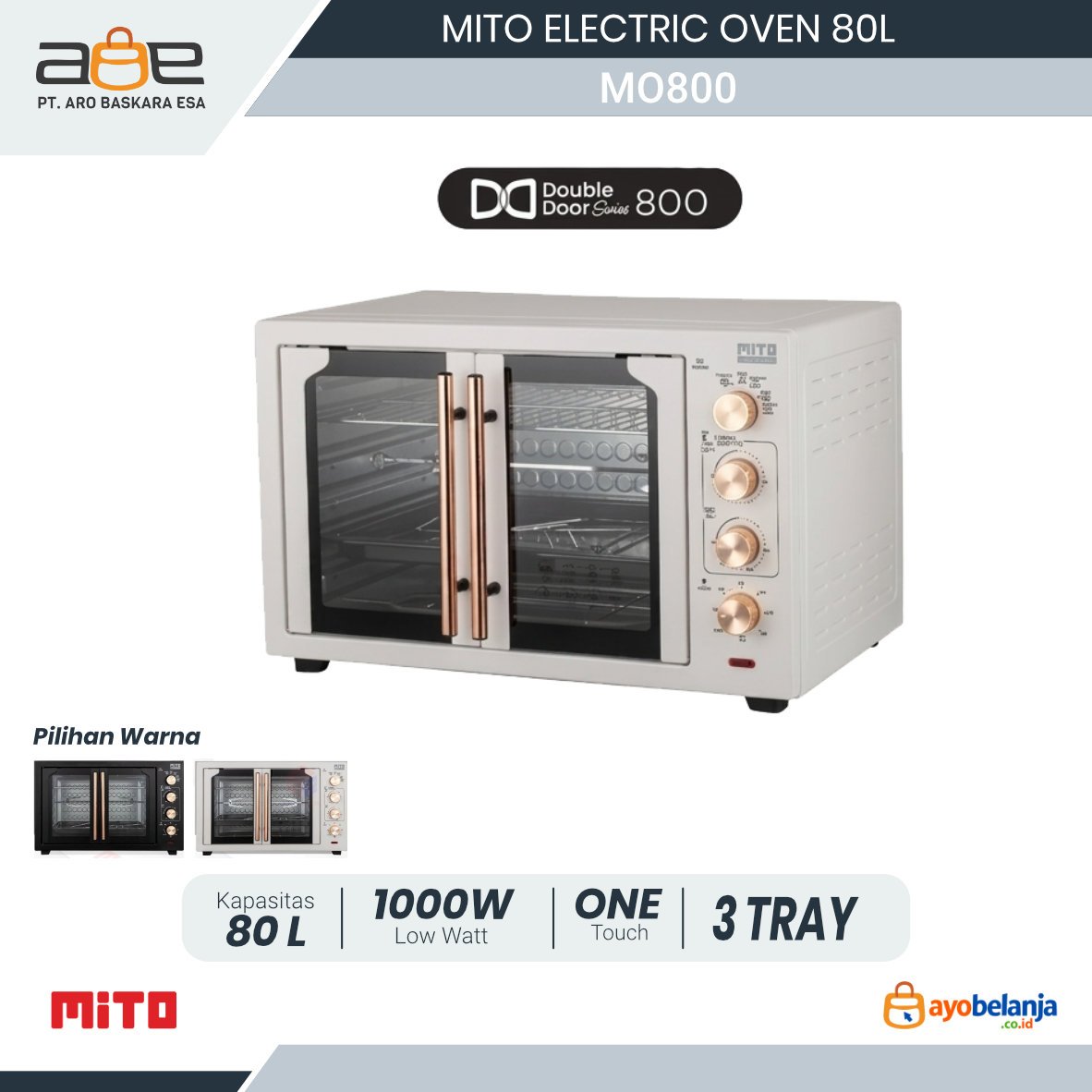 MITO - ELECTRIC OVEN - MO800
DOUBLE DOOR SERIES - 80L