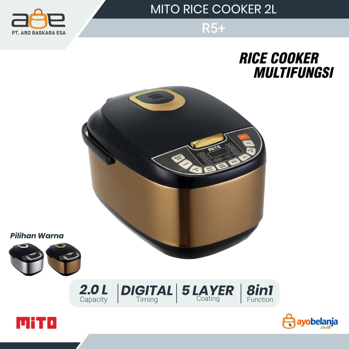 MITO - RICE COOKER - R5+ BLACK EDITION - 2L