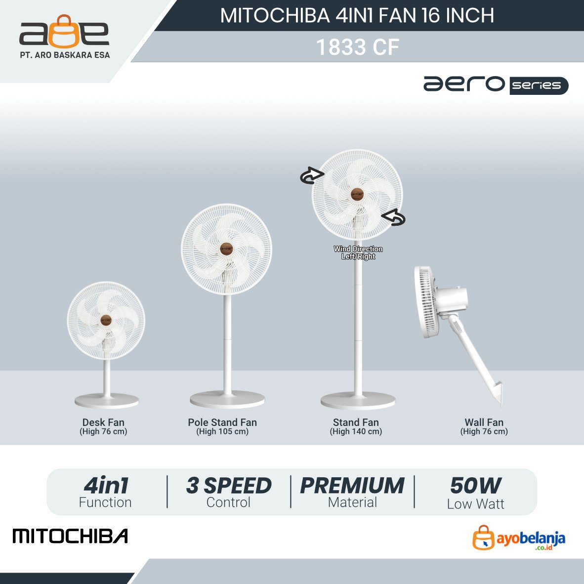 MITOCHIBA - 4IN1 FAN - 1833 CF - 16 INCH